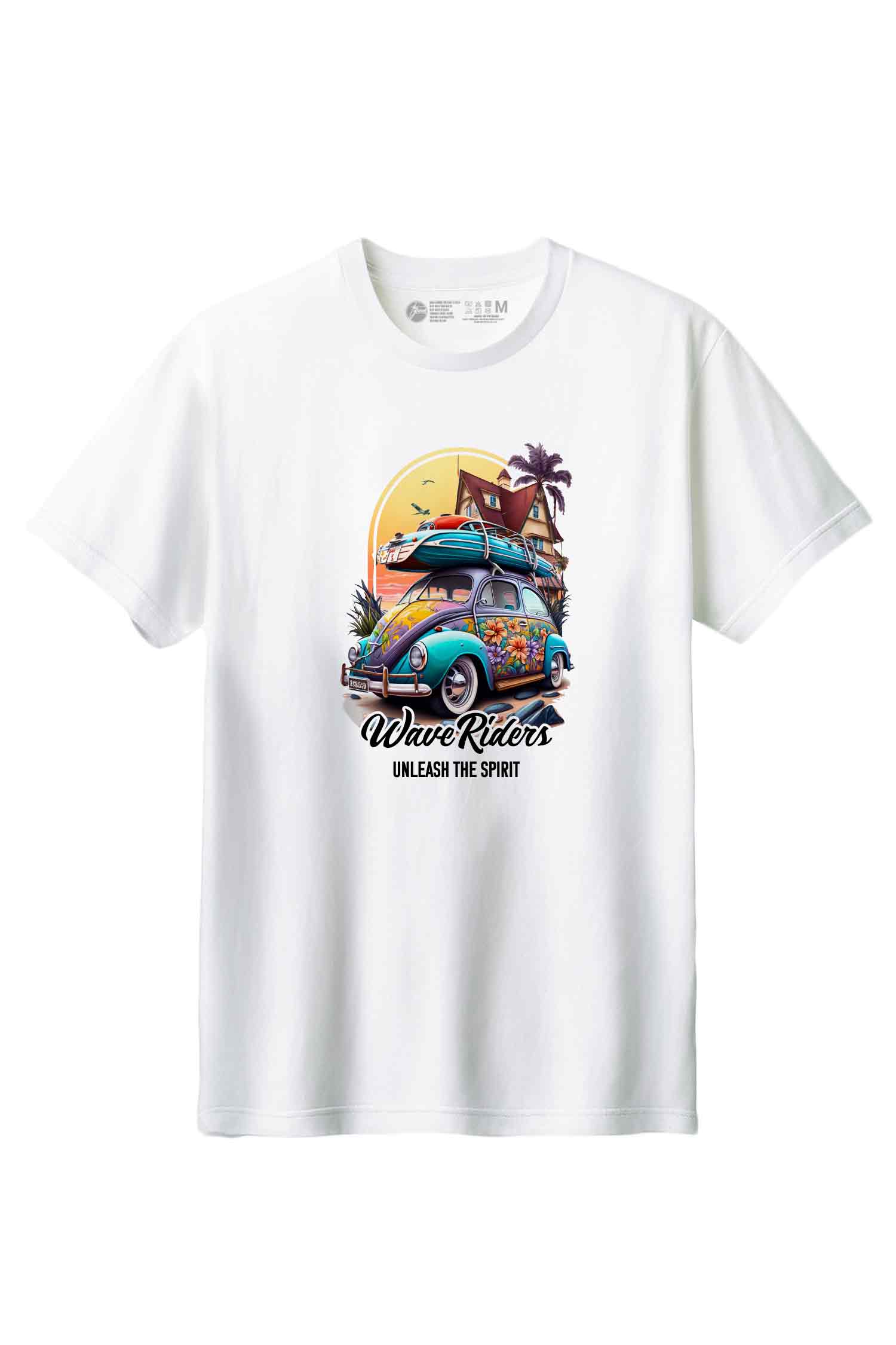 【THE GREEN】夏の風を感じる一枚！/ウェーブ・ライダーズ・レトロ・カーTシャツ -Wave Riders Retro Car  Tee/cotton 100%/size:XS-XXL
