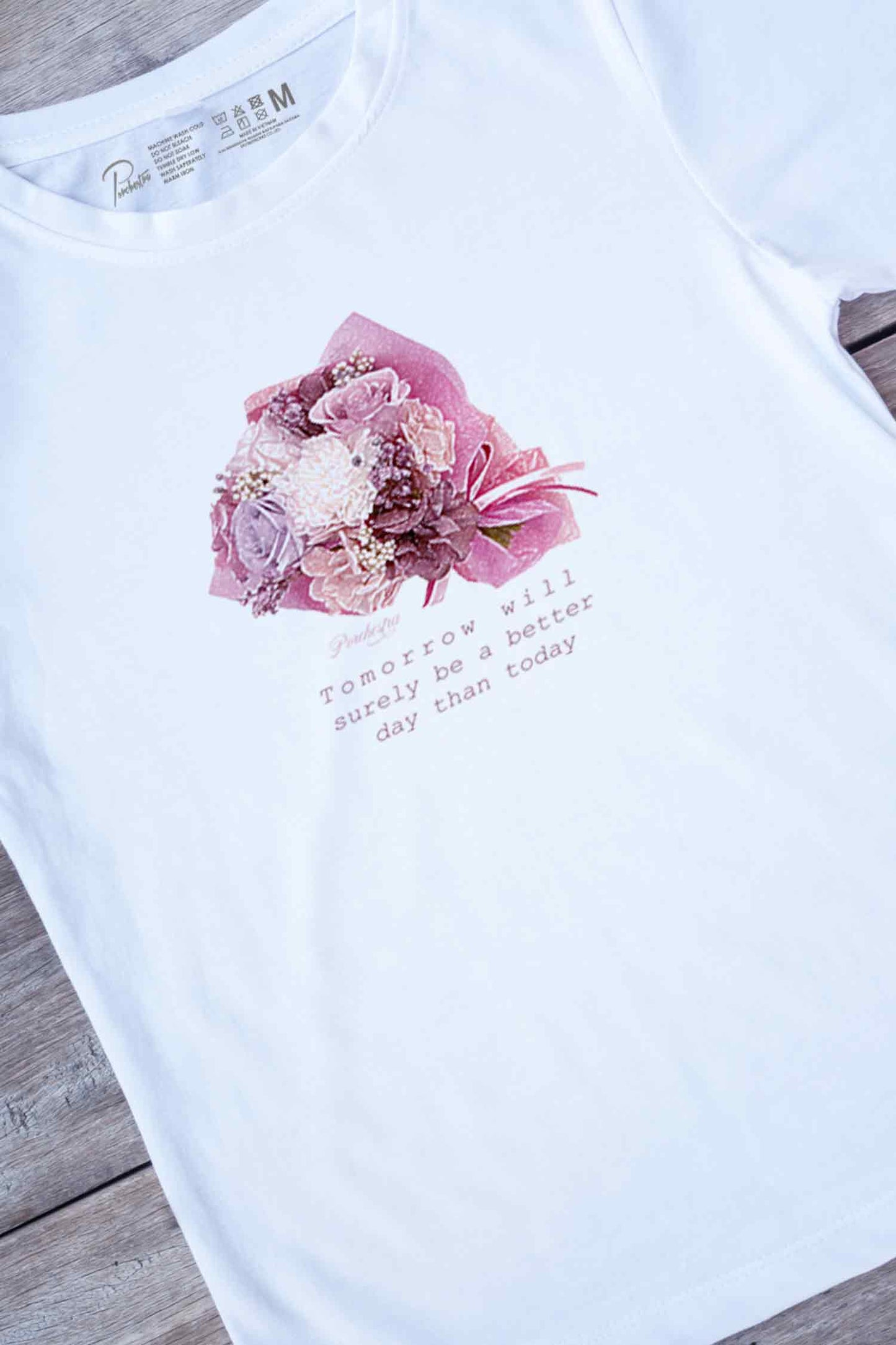 【PORCHESTRA】上品な一枚!/色鉛筆ブーケデザインTシャツ - Colored Pencil Bouquet Design Tee /cotton 100%/size:XS-XXL