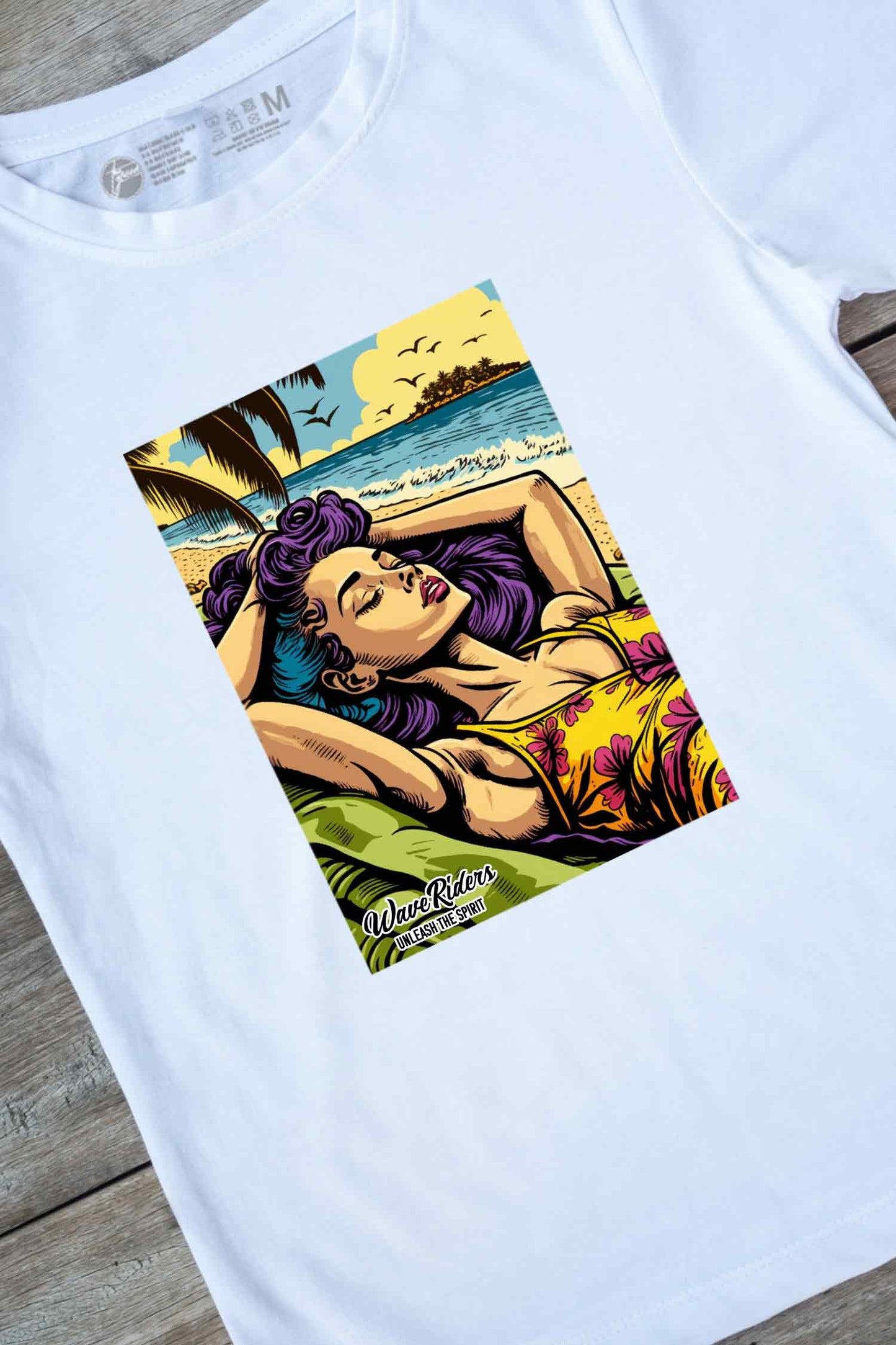 【THE GREEN】夏のエレガントを纏って!/ビーチ・レディ・レトロ・プリントTシャツ - Beach Lady Retro Print Tee/cotton 100%/size:XS-XXL