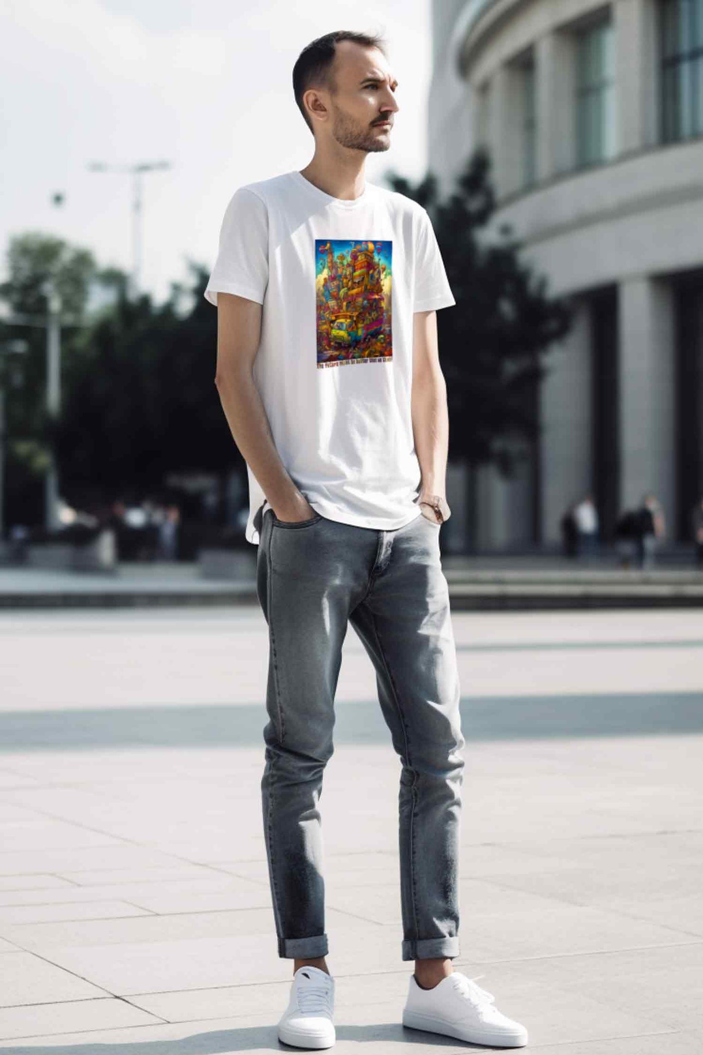【THE GREEN】未来への一歩!/ カラフル・フューチャー・スタートTシャツ - Colorful Future Start Tee /cotton 100%/size:XS-XXL