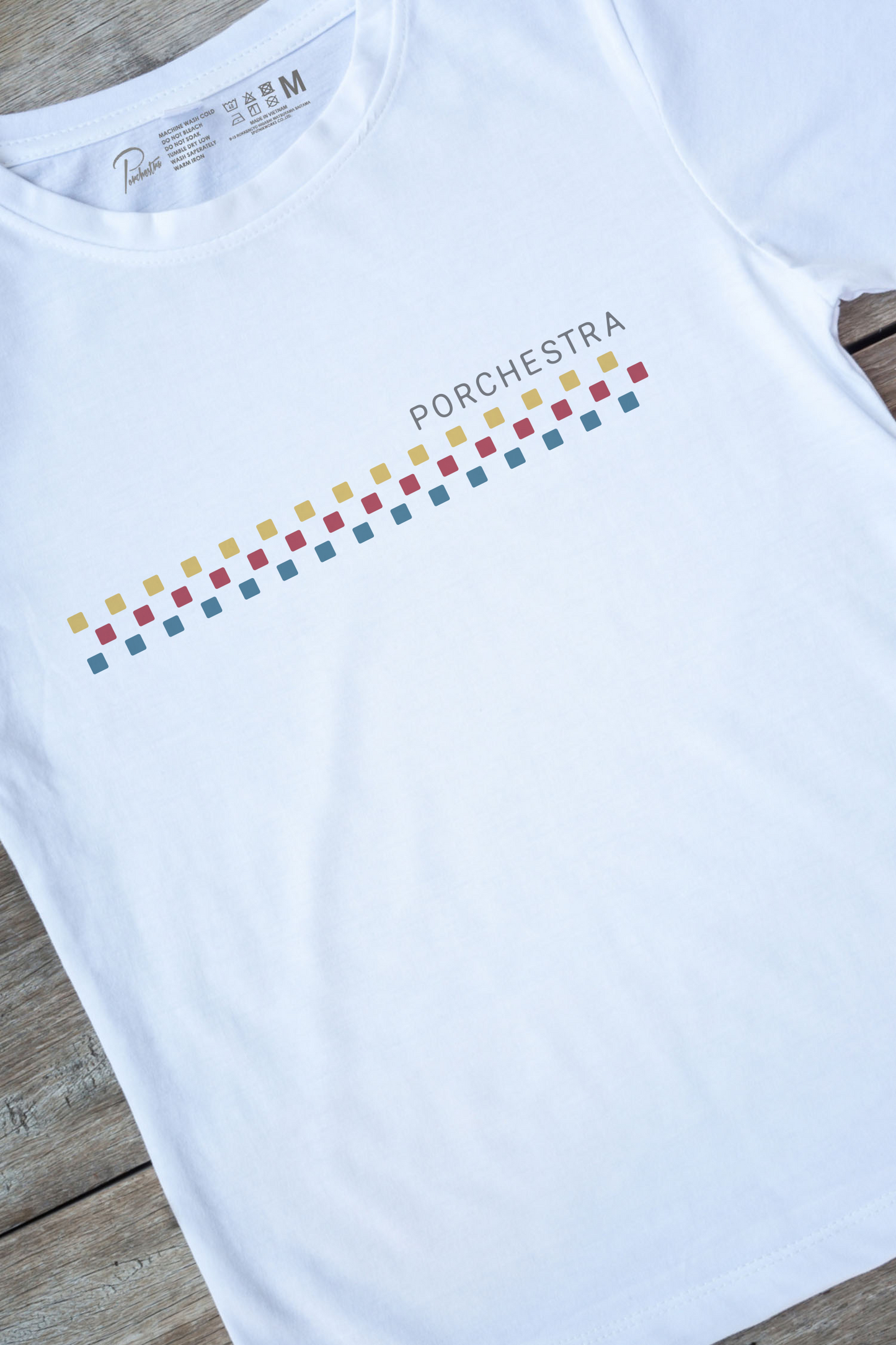 【PORCHESTRA】女子力アップのカラフルライン!/カラフルタイルTシャツ -Colorful Tile Tee/cotton 100%/size:XS-XXL