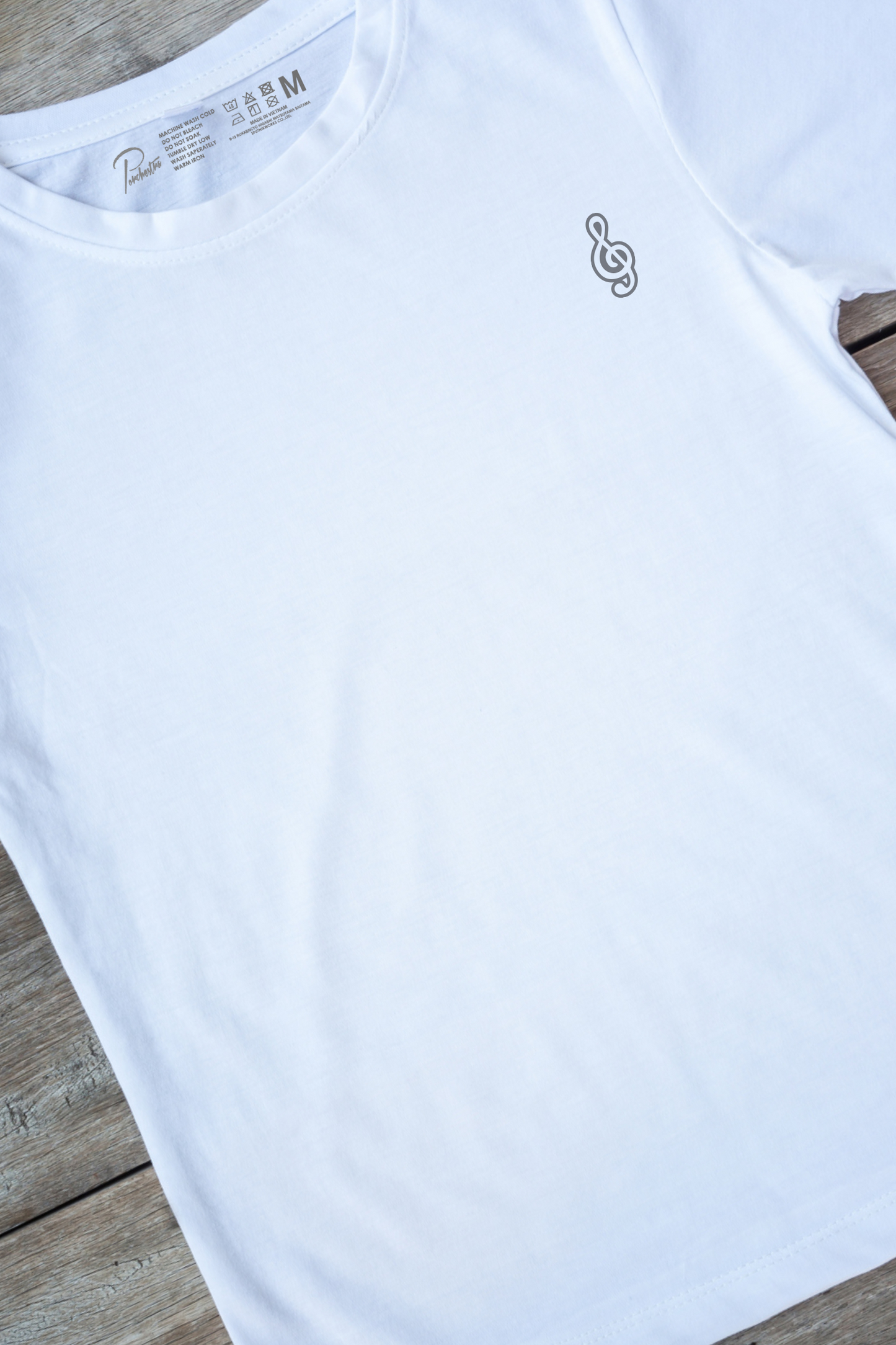 【PORCHESTRA】シンプルコーデにはこのTシャツ!/音楽好きにオススメ!ト音記号Tシャツ -Musical Note Tee/cotton 100%/size:XS-XXL