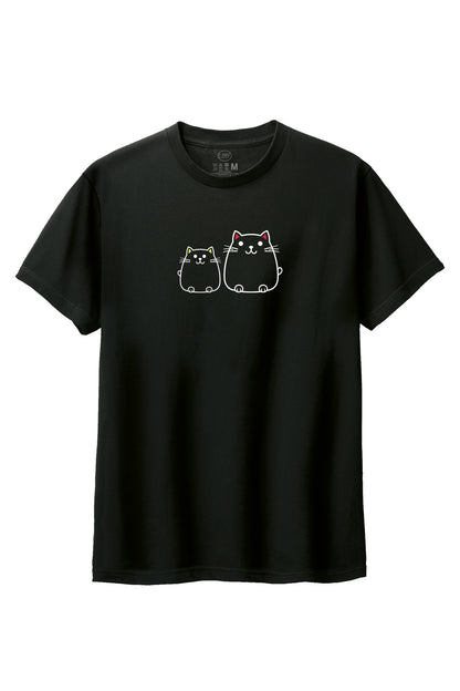 【ffff】愛情溢れるシーンを描いた一枚！/キャット・ファミリーTシャツ - Cat Family Tee/cotton 100%/size:XS-XXL