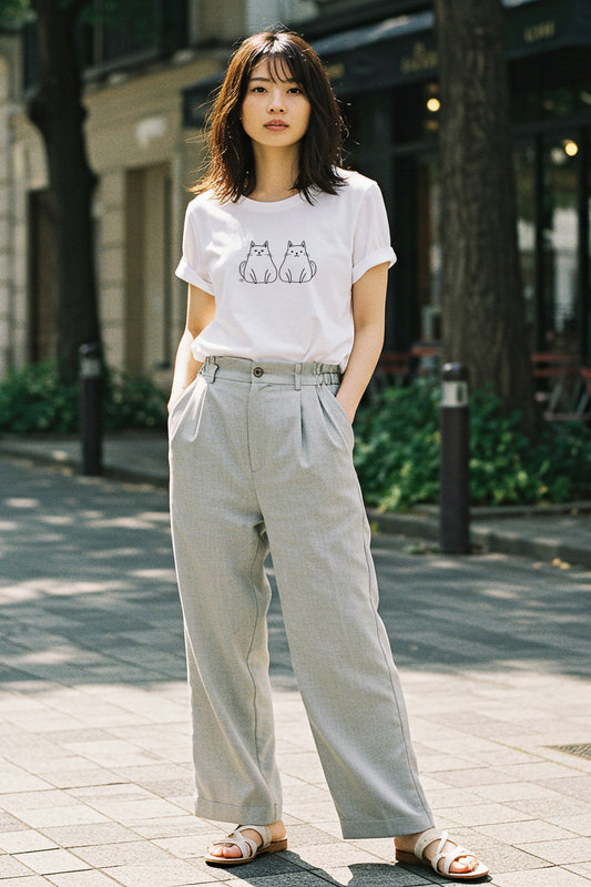 【ffff】愛され♪ぽっちゃり猫のアートTシャツ -Chubby Cats Art Tee/cotton 100%/size:S-XXL