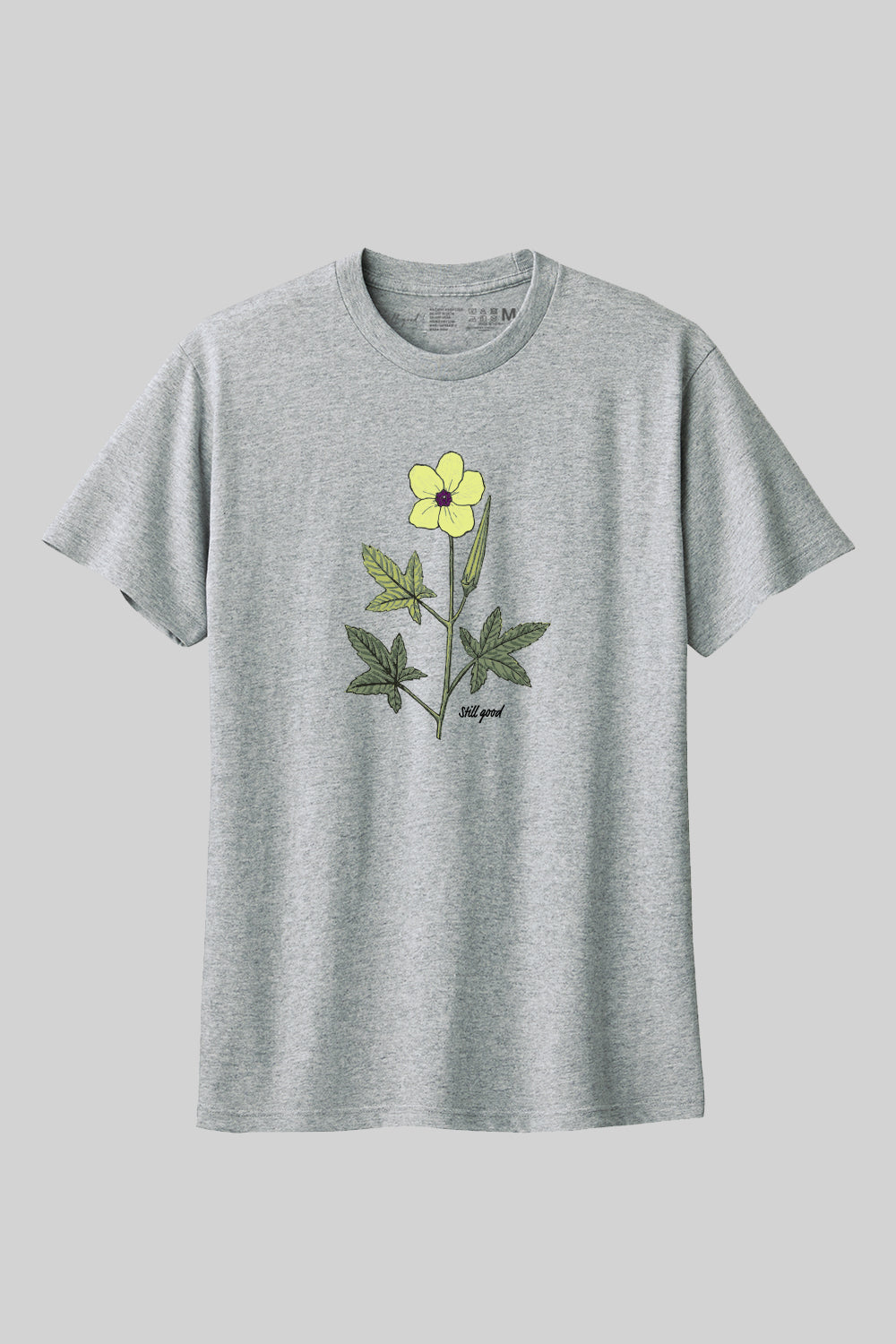 【Still good!】爽やかなデザイン！オクラの花Tシャツ -Okra Frower Tee/cotton 100%/size:S-XXL