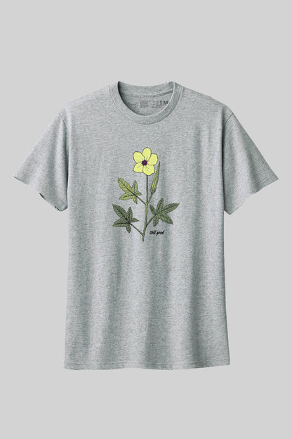 【Still good!】爽やかなデザイン！オクラの花Tシャツ -Okra Frower Tee/cotton 100%/size:S-XXL