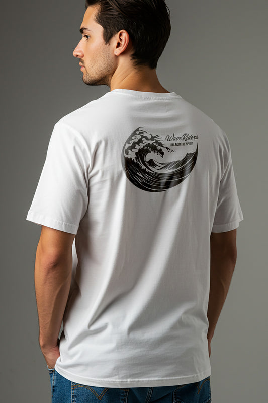 【THE GREEN】波乗りスタイルをアピール！/ウェーブ・ライダー・ロゴ・バックプリントTシャツ - Wave Rider Logo Back Print Tee/cotton 100%/size:XS-XXL