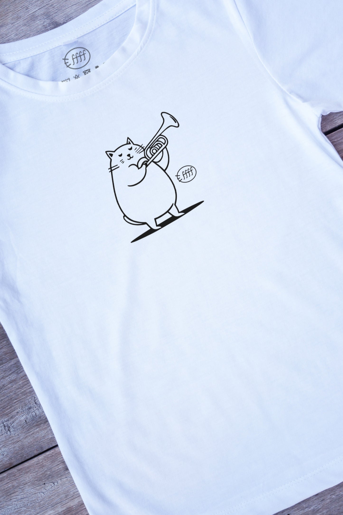 【ffff】心が和む名品！/トランペット・キャット・ハーモニーTシャツ - Trumpet Cat Harmony Tee/cotton 100%/size:XS-XXL