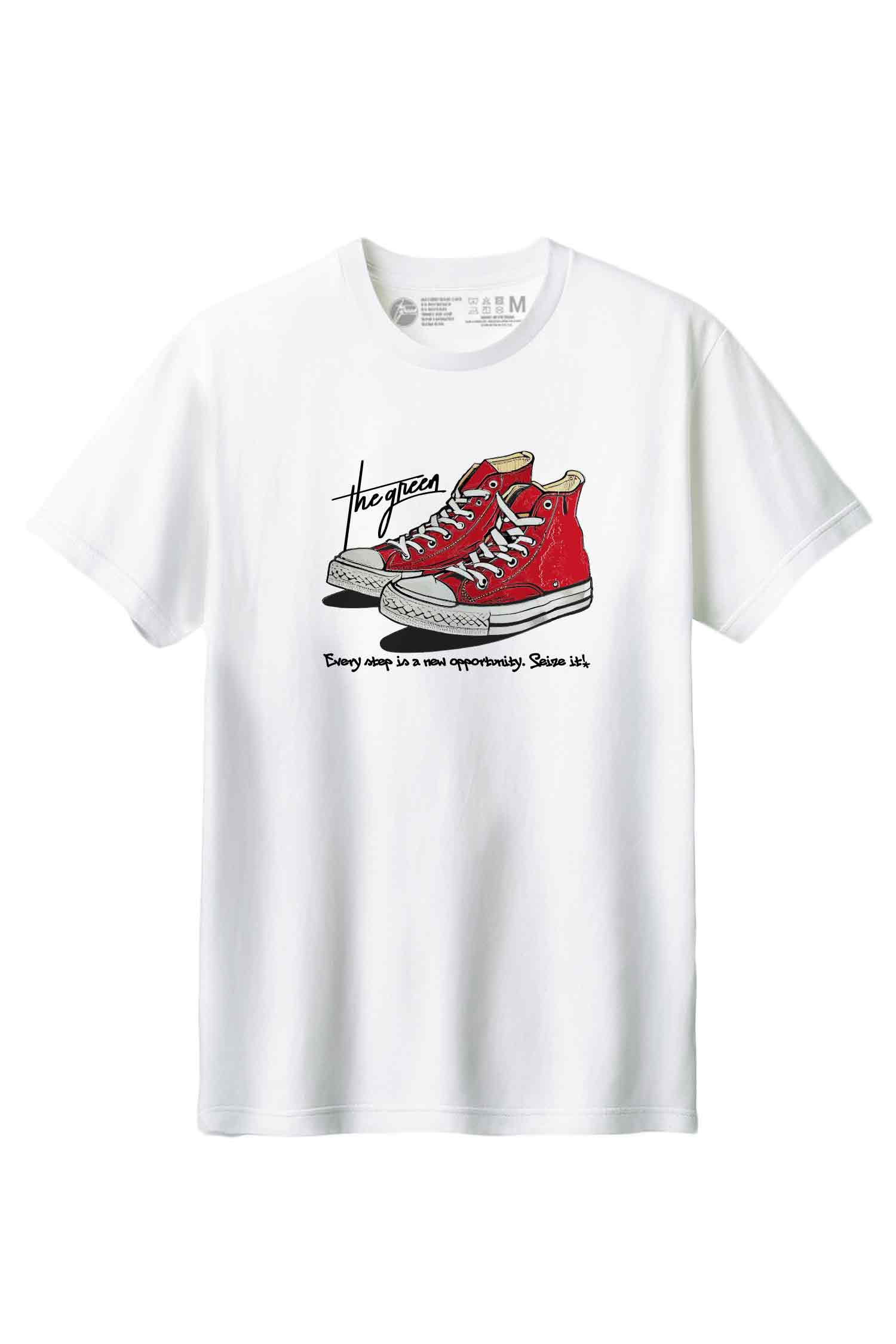 【THE GREEN】スタイリッシュな一枚！/ レッド・ハイカット・スニーカーTシャツ - Red High Cut Sneaker Tee  /cotton 100%/size:XS-XXL