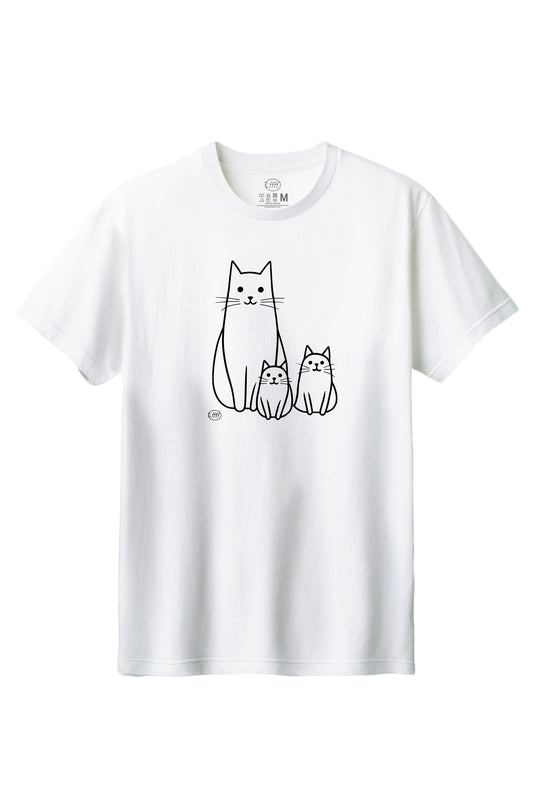 【ffff】愛くるしい♪猫の家族が描かれたアートTシャツ -Cat Family Art Tee/cotton 100%/size:S-XXL