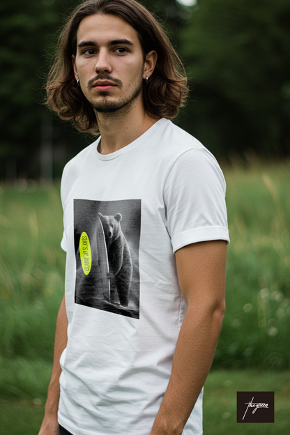 【THE GREEN】定番にしたいフォトTee/サーフィン・ベアフォトTシャツ -Surfing Bear Photo Tee/cotton 100%/size:XS-XXL