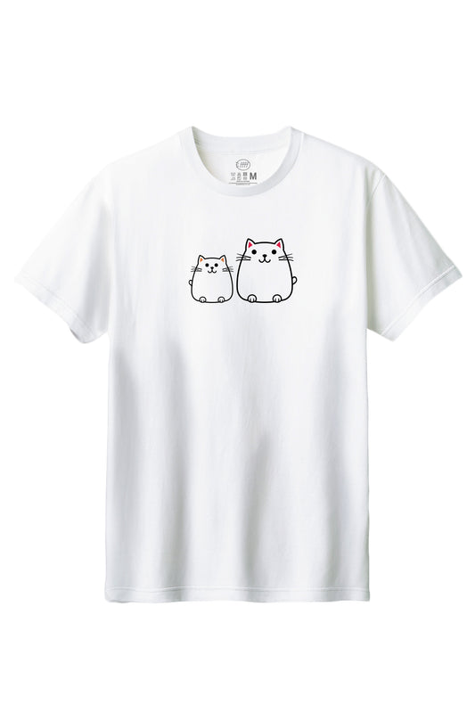 【ffff】愛情溢れるシーンを描いた一枚！/キャット・ファミリーTシャツ - Cat Family Tee/cotton 100%/size:XS-XXL