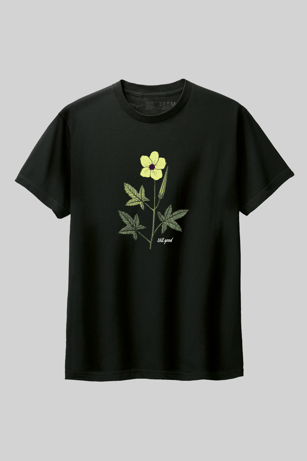 【Still good!】爽やかなデザイン！オクラの花Tシャツ -Okra Frower Tee/cotton 100%/size:S-XXL