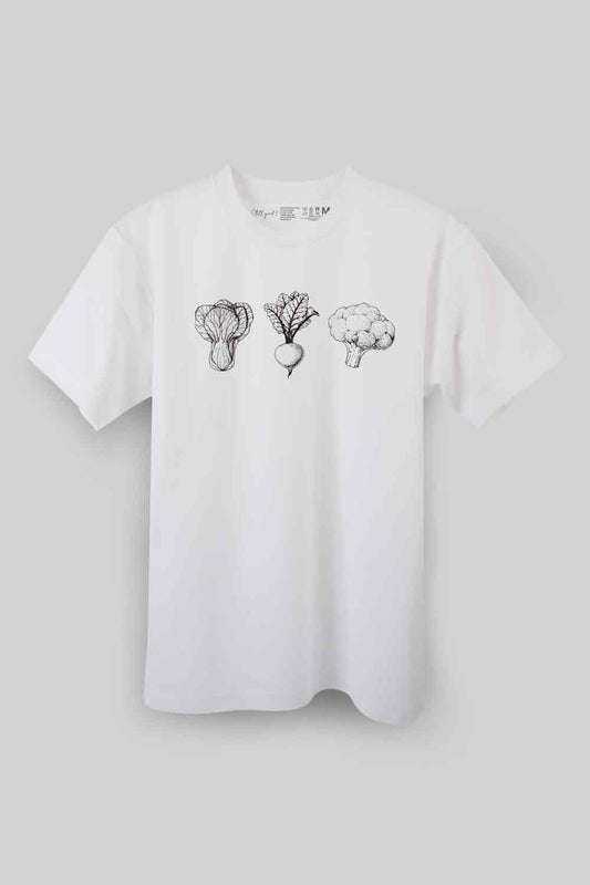 Still good!】おしゃれなモノトーン/葉物野菜モノトーンTシャツ -Monochrome Leafy Vegetables Tee/cotton 100%/size:S-XXL