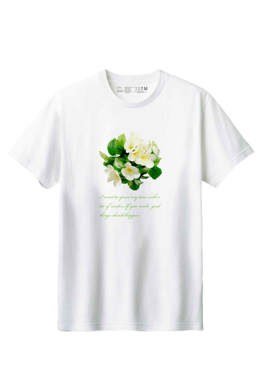 【PORCHESTRA】初夏の一枚！/プルメリア油彩画風Tシャツ - Plumeria Oil Painting Style Tee /cotton 100%/size:XS-XXL