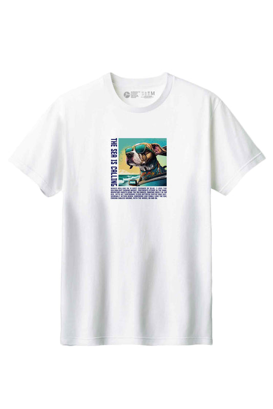 【THE GREEN】アイキャッチングな一枚！/ サングラス・ドッグ・シービューTシャツ - Sunglass Dog Sea View Tee /cotton 100%/size:XS-XXL