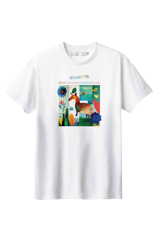 【PORCHESTRA】物語の世界へ誘う一枚！/カラフル・ホース・ストーリーTシャツ - Colorful Horse Story Tee /cotton 100%/size:XS-XXL