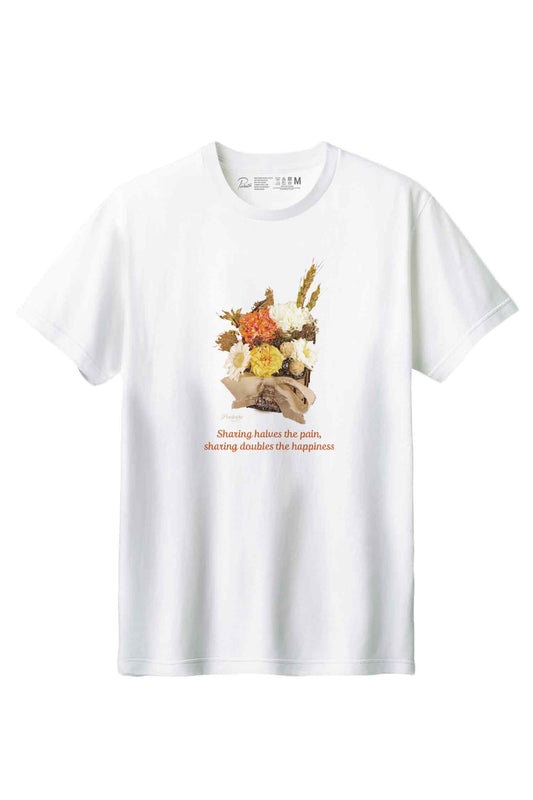 【PORCHESTRA】温かみのある一枚！/プリザーブドフラワー色鉛筆風Tシャツ - Preserved Flower Colored Pencil Style Tee /cotton 100%/size:XS-XXL