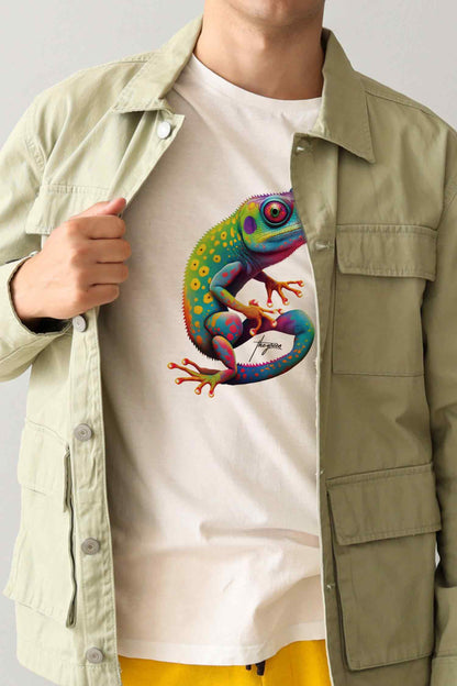 【THE GREEN】カラフルで目を引く！/ビビッド・カメレオンTシャツ -Vivid Chameleon Tee/cotton 100%/size:XS-XXL