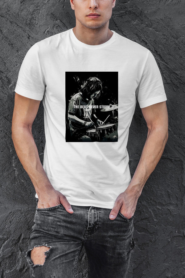 【THE GREEN】クールな一枚！/ ドラム・ビート・マスターTシャツ - Drum Beat Master Tee /cotton 100%/size:XS-XXL