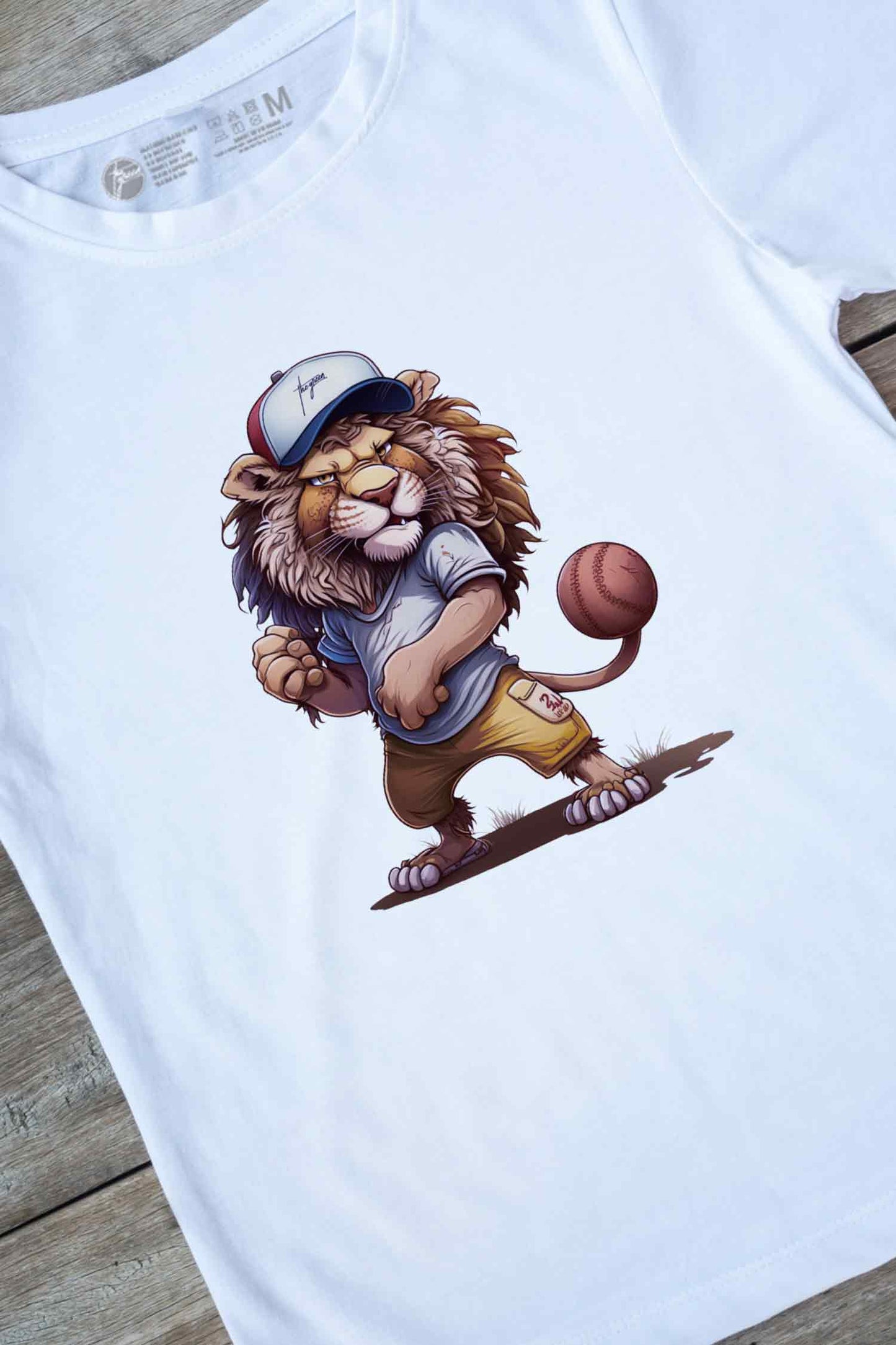 【THE GREEN】アクティブ&キュート！/野球ライオンTシャツ - Baseball Lion Tee /cotton 100%/size:S-XXL