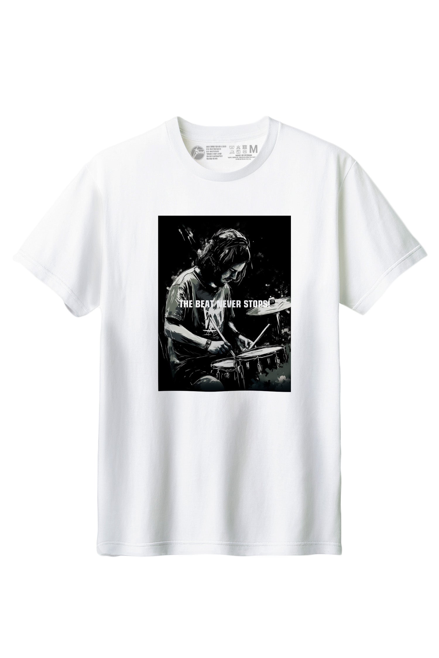 【THE GREEN】クールな一枚！/ ドラム・ビート・マスターTシャツ - Drum Beat Master Tee /cotton  100%/size:XS-XXL