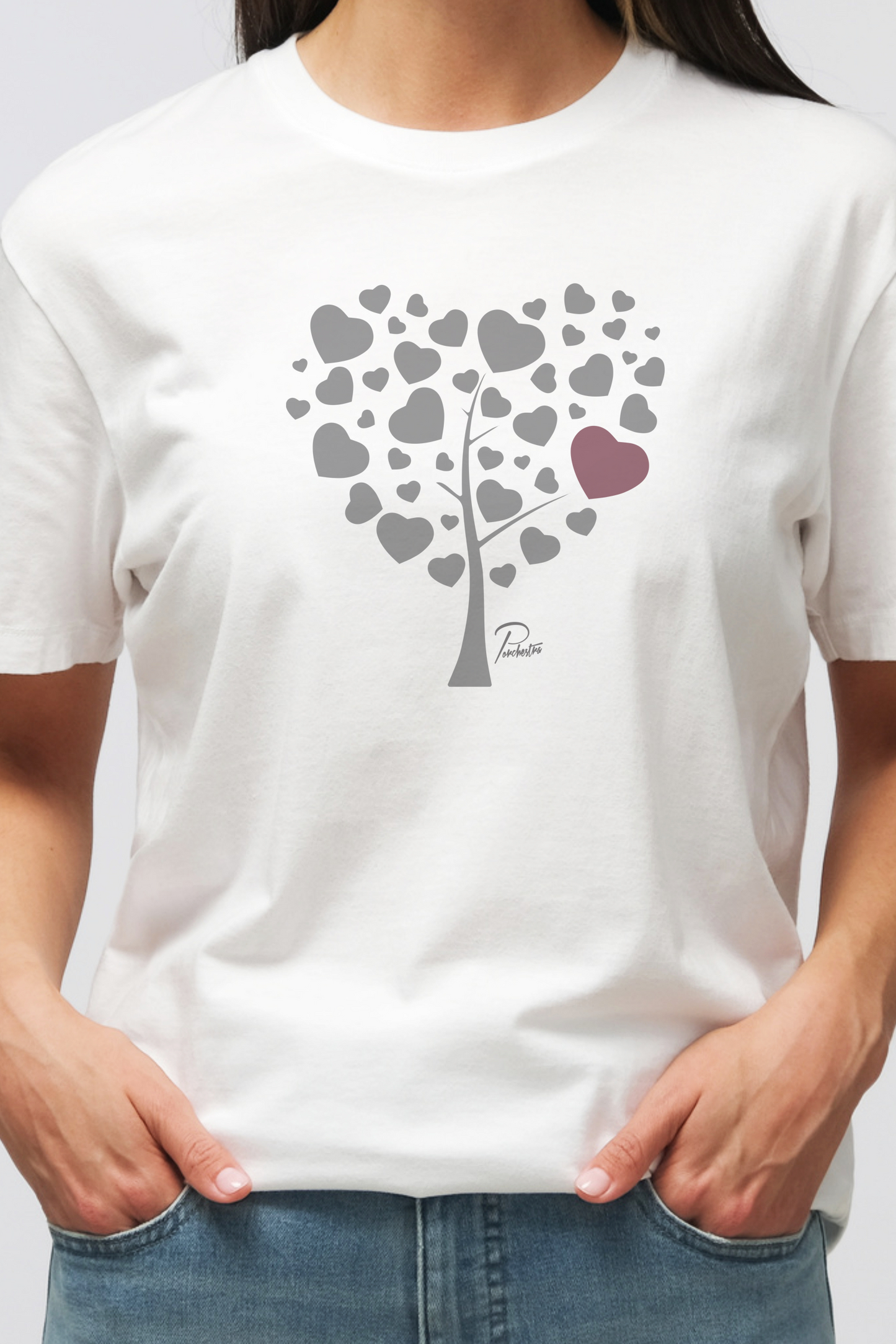 【PORCHESTRA】幸せいっぱいのハートの木Tシャツ -Happy Tree Heart Tee/cotton 100%/size:XS-XXL