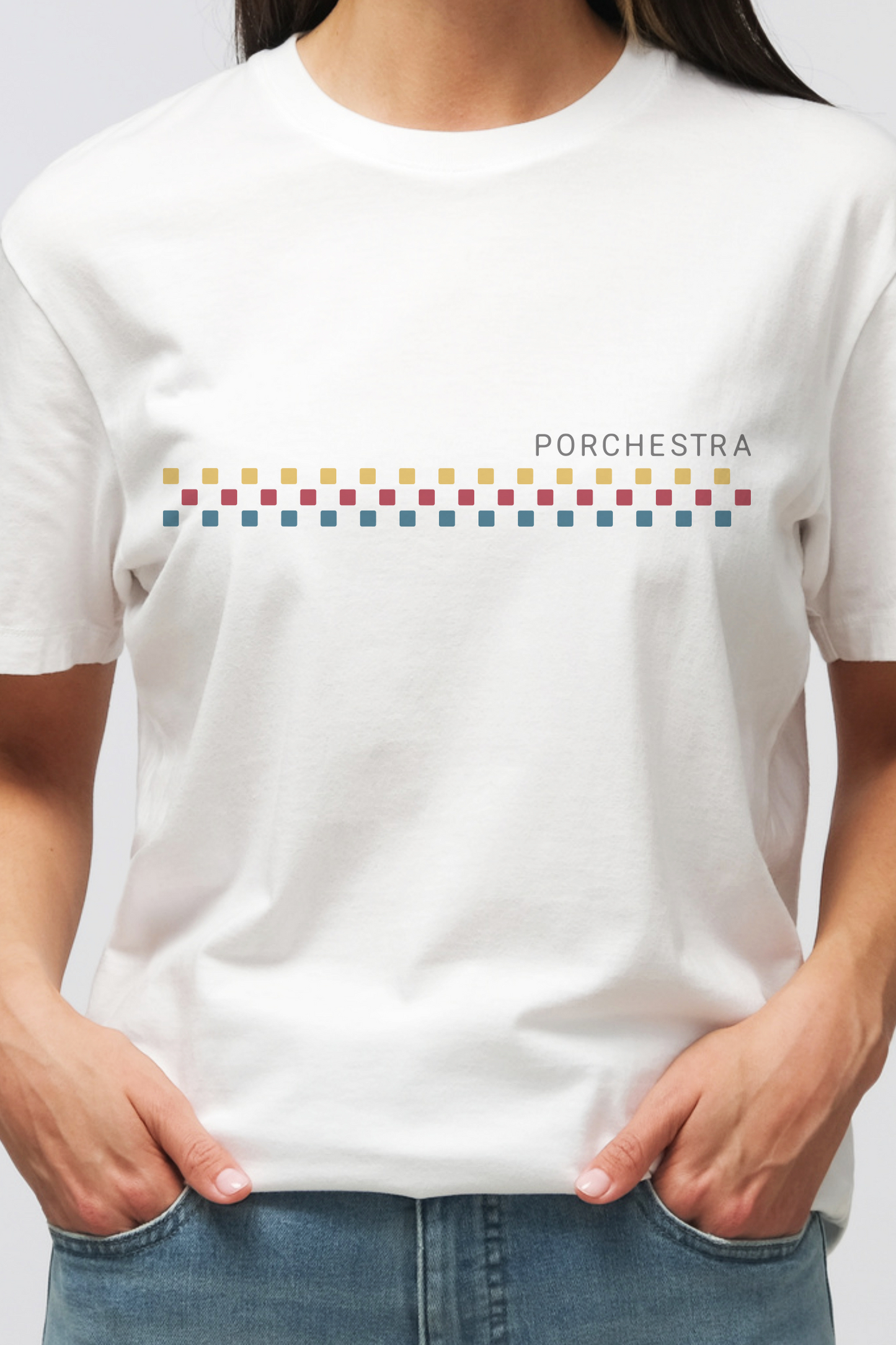 【PORCHESTRA】女子力アップのカラフルライン！/カラフルタイルTシャツ -Colorful Tile Tee/cotton 100%/size:XS-XXL