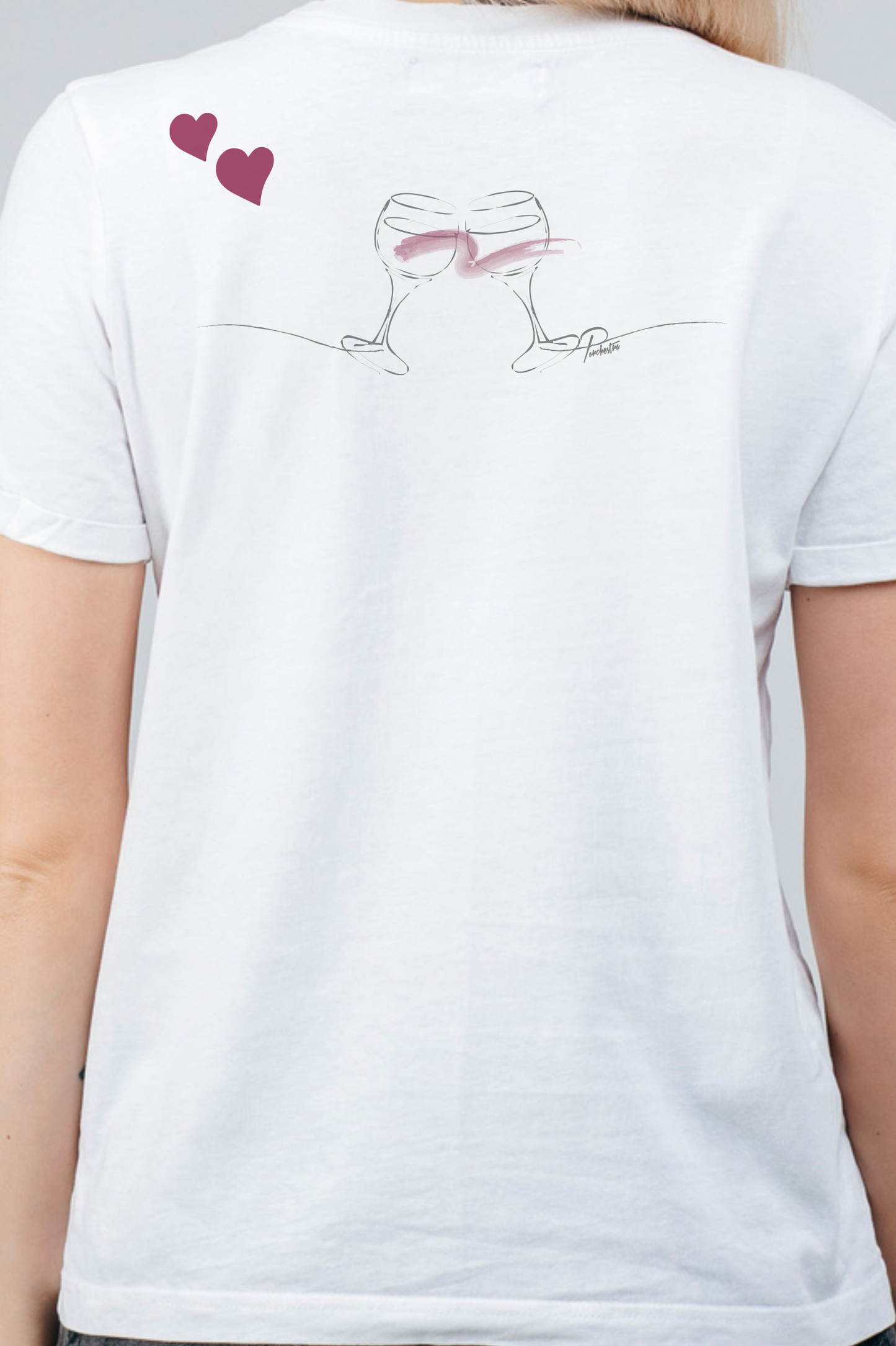 【PORCHESTRA】誰かを想う気持ちが溢れる！/ワイングラスTシャツ -Wine Glass Tee/cotton 100%/size:XS-XXL