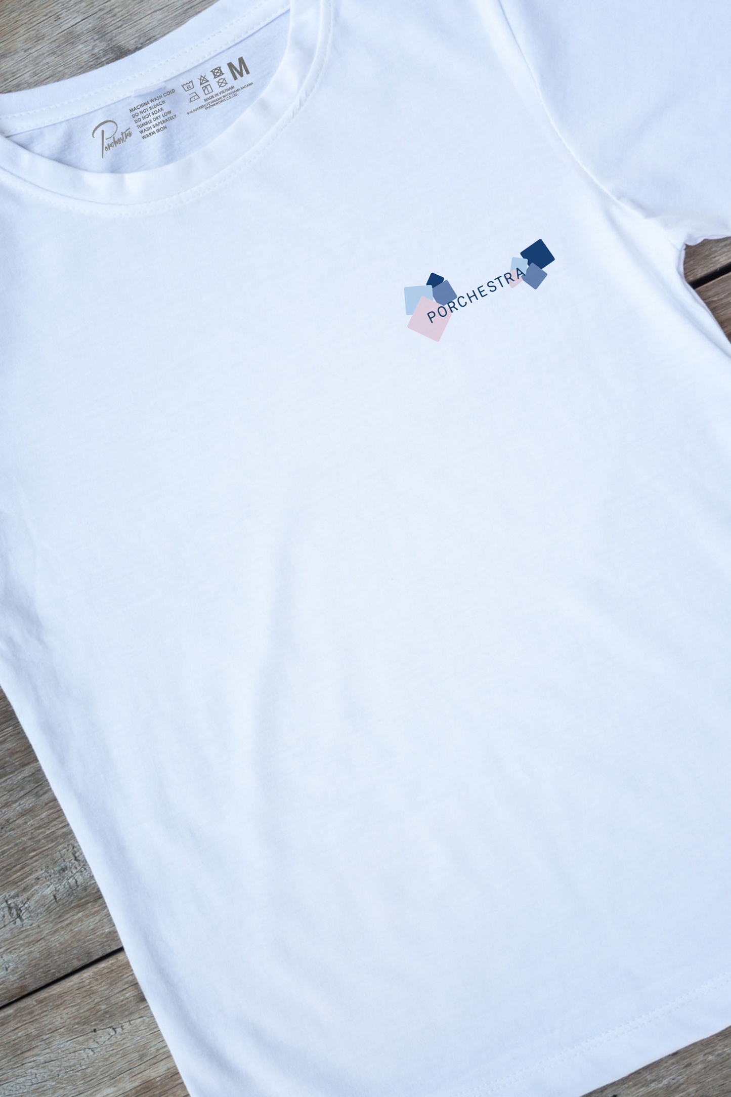 【PORCHESTRA】女性らしいワンポイントが魅力的なロゴTシャツ！/ピンクブルーロゴTシャツ -Pink Blue Logo Tee/cotton 100%/size:XS-XXL】Simple Logo Tee